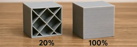 Différents taux de remplissage impression 3D