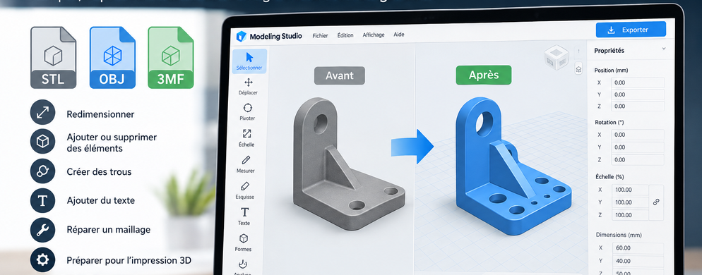 Comment modifier un fichier 3D STL, OBJ ou 3MF